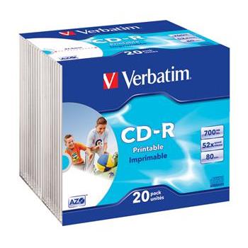 VERBATIM CD-R 80 52x PRINT. slim 20pc/BAL EOL