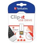 VERBATIM flashdisk 4GB USB 2.0 Clip-it White