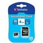 VERBATIM micro SDHC 4GB Class 4 P-BLIST + adapt�r
