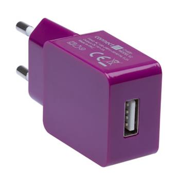 CONNECT IT COLORZ nabjec adaptr 1xUSB 1A, fialov