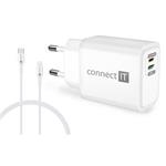 CONNECT IT DUPLEX Nabjec adaptr 1xLightning + 1USB-C, 20W, kabel 27W, BL