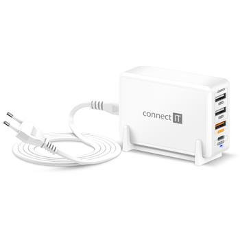 CONNECT IT Fast Charge nabjec adaptr 3xUSB-A + 1xUSB-C, QC, 65W PD, BL