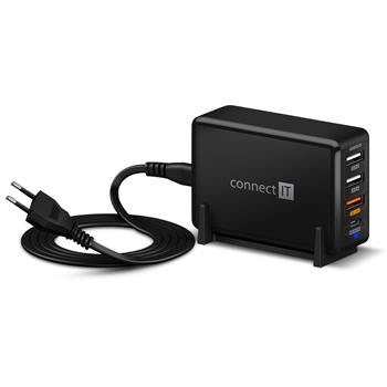 CONNECT IT Fast Charge nabjec adaptr 3xUSB-A + 1xUSB-C, QC, 65W PD, ERN