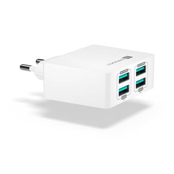 CONNECT IT Fast Charge nabíjecí adaptér 4×USB-A, 4,8A, bílý