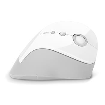 CONNECT IT FOR HEALTH Gloss ergonomická vertikální myš, (+ 1x AA baterie zdarma), bezdrátová, BÍLÁ