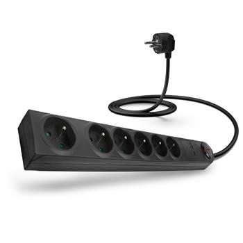 CONNECT IT prodlužovací kabel s přepěťovou ochranou ,6 zásuvek, 1,5 m (černá)