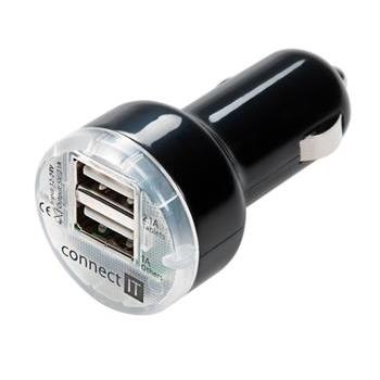 CONNECT IT USB adaptr do autozapalovae, 2 USB - 2,1A a 1A, ern