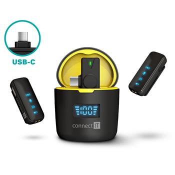 CONNECT IT Wireless mikrofon ClipMic Pro USB-C (2 ks + receiver) set �ERN�