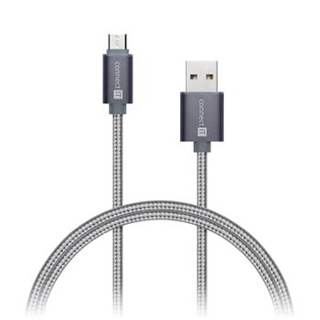 CONNECT IT Wirez Premium Metallic micro USB - USB, silver gray, 1m