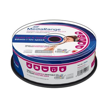 MEDIARANGE CD-R AUDIO 700MB 12x spindl 25ks Inkjet Printable