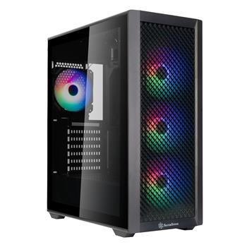 SilverStone FARA 515XR - Midi-Tower sk���, 4x Rainbow v�tr�ky v balen�, tvrzen� sklo, �ern�
