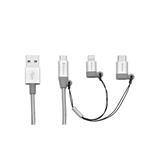 VERBATIM 3-IN-1 USB-C™ / LIGHTNING / MICRO B STAINLESS STEEL SYNC & CHARGE CABLE 100CM SILVER