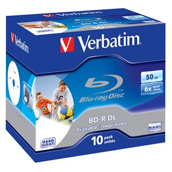VERBATIM BD-R DL 50GB, 6x, printable, jewel case 10 ks