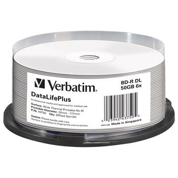 VERBATIM BD-R DL DataLifePlus 50GB, 6x, thermal printable, spindle 25 ks