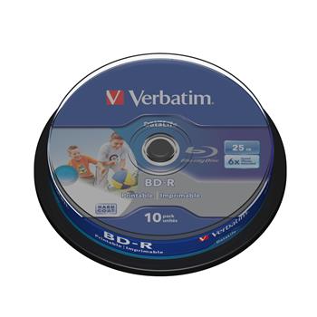 VERBATIM BD-R SL DataLife 25GB, 6x, printable, spindle 10 ks