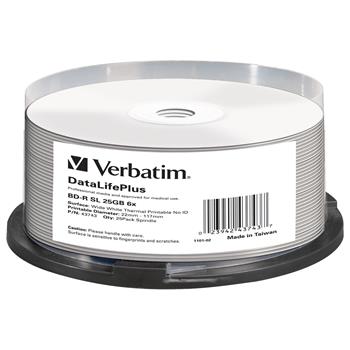 VERBATIM BD-R SL DataLifePlus 25GB, 6x, thermal printable, spindle 25 ks