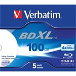 VERBATIM BD-R XL 100GB, 4x, printable, jewel case 5 ks