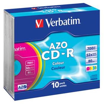 VERBATIM CD-R 80 52x COLOR slim 10pck/BAL EOL