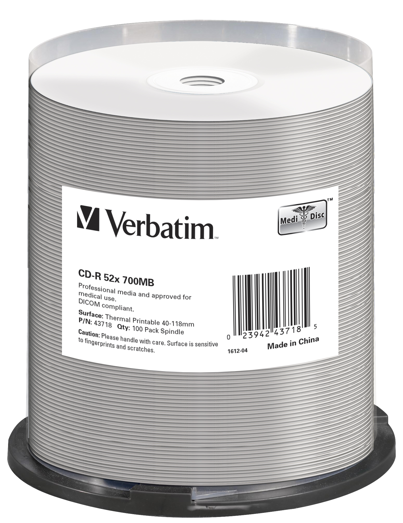 verbatim-cd-r-datalifeplus-700mb-52x-thermal-printable-spindle-100