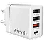 VERBATIM CHR-30EU1 USB nabjeka 30W s 1x USB-C PD 20W / 1x USB-A QC 3.0 / 2x USB-A 10W bl