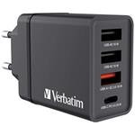 VERBATIM CHR-30EU1 USB nabjeka 30W s 1x USB-C PD 20W / 1x USB-A QC 3.0 / 2x USB-A 10W ern