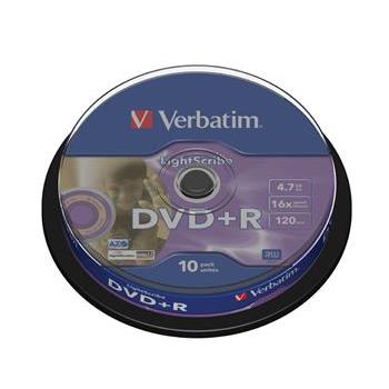 VERBATIM DVD+R 4,7GB 16x LightScribe spindl 10pck