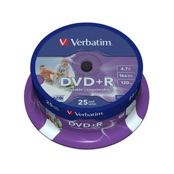 VERBATIM DVD+R 4,7GB 16x PRINT. spindl 25pc/BAL EOL