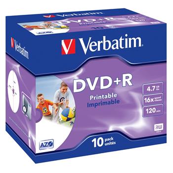 VERBATIM DVD+R AZO 4,7GB, 16x, printable, jewel case 10 ks