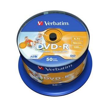 VERBATIM DVD-R AZO 4,7GB, 16x, printable, spindle 50 ks