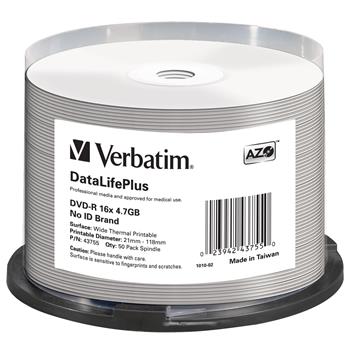 VERBATIM DVD-R DataLifePlus 4.7GB, 16x, thermal printable, spindle 50 ks