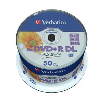 VERBATIM DVD+R DL 8,5GB, 8x, printable, inverse stack, spindle 50 ks