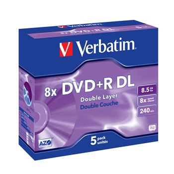 VERBATIM DVD+R DL AZO 8,5GB, 8x, jewel case 5 ks