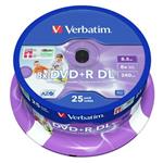 VERBATIM DVD+R DL AZO 8,5GB, 8x, printable, spindle 25 ks