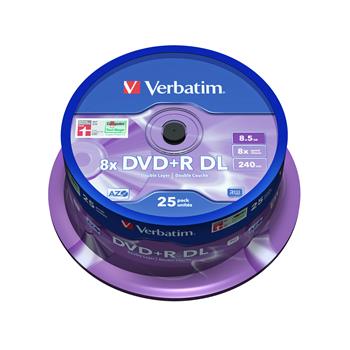 VERBATIM DVD+R DL AZO 8,5GB, 8x, spindle 25 ks