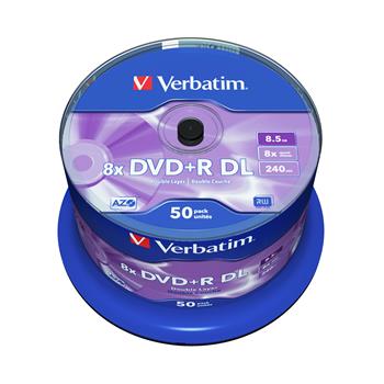 VERBATIM DVD+R DL AZO 8,5GB, 8x, spindle 50 ks