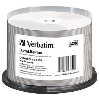 VERBATIM DVD+R DL DataLifePlus 8,5GB, 8x, thermal printable, spindle 50 ks