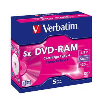 VERBATIM DVD-RAM 4,7GB 5x box 5pck/BAL + cartridge