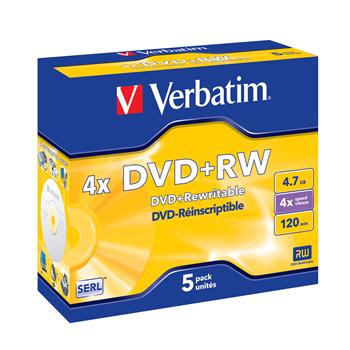 VERBATIM DVD+RW SERL 4,7GB, 4x, jewel case 5 ks