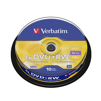 VERBATIM DVD+RW SERL 4,7GB, 4x, spindle 10 ks
