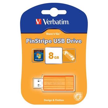 VERBATIM flashdisk 8GB USB 2.0 Store n Go Pinstripe Volcanic Orange