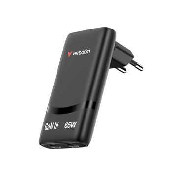 VERBATIM Fold 'n' Go GaN nabjeka 65W - 2x USB-C PD 65W - ern