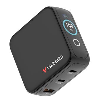VERBATIM GaN-100D GaN nab�je�ka 100W s displejem - 2x USB-C PD 100/65W / 1x USB-A QC 3.0