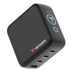 VERBATIM GaN-140D GaN nab�je�ka 140W s displejem - 3x USB-C PD 140/100/65W / 1x USB-A QC 3.0