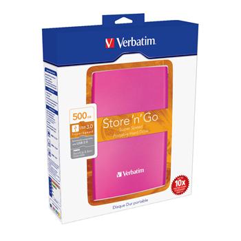 VERBATIM Hard Drive 2,5" 500GB USB 3.0 Hot Pink Box