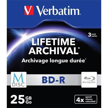 VERBATIM M-DISC BD-R SL 25GB, 4x slim case 3 ks