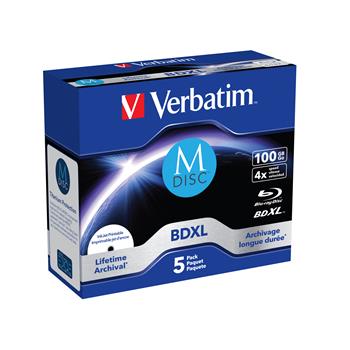 VERBATIM M-DISC BD-R XL 100GB, 4x, printable, jewel case 5 ks