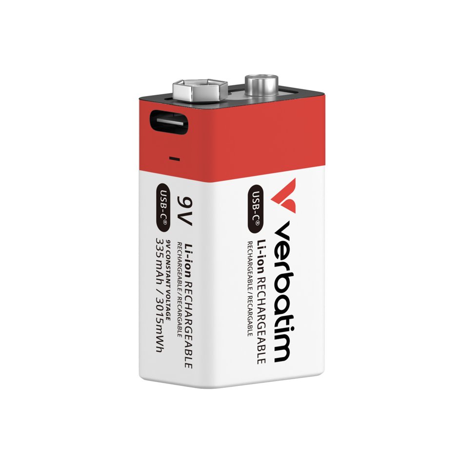 VERBATIM nabíjecí USB-C Li-Ion baterie E-Block, 9V, 335 mAh, 1ks