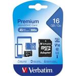 VERBATIM Premium microSDHC 16GB UHS-I V10 U1 + SD adaptér