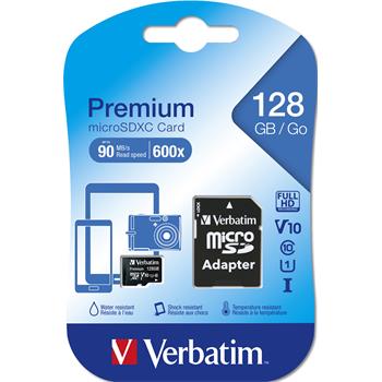 VERBATIM Premium microSDXC 128GB UHS-I V10 U1 + SD adaptér