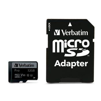 VERBATIM Pro microSDHC 32GB UHS-I V30 U3 + SD adaptér